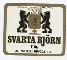 Svarta Björn / Nyckel Bryggerier-  olutetiketti