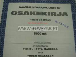 Naantalin Vapaavarasto Oy, Naantali 1982, 5 000 mk -osakekirja 