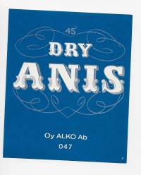 Dry Anis  Alko 047  - viinaetiketti