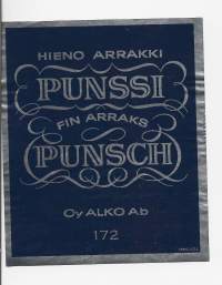 Punssi nr 172 nr 2002 - viinaetiketti