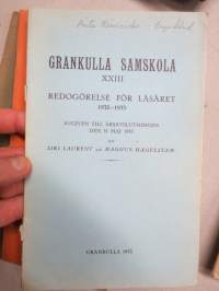 Grankulla Samskola XVIX, XX, XXI, XXII, XXIII, XXIV, XXV, XXVI, XXVII, XXVIII - redogörelse för 10 år - läseåren 1927-28 - 1936-37, elevmatrikel i varje