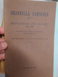 Grankulla Samskola XVIX, XX, XXI, XXII, XXIII, XXIV, XXV, XXVI, XXVII, XXVIII - redogörelse för 10 år - läseåren 1927-28 - 1936-37, elevmatrikel i varje