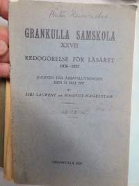 Grankulla Samskola XVIX, XX, XXI, XXII, XXIII, XXIV, XXV, XXVI, XXVII, XXVIII - redogörelse för 10 år - läseåren 1927-28 - 1936-37, elevmatrikel i varje