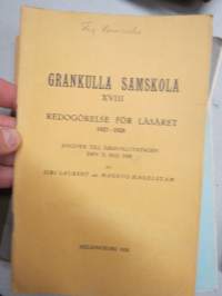 Grankulla Samskola XVIX, XX, XXI, XXII, XXIII, XXIV, XXV, XXVI, XXVII, XXVIII - redogörelse för 10 år - läseåren 1927-28 - 1936-37, elevmatrikel i varje