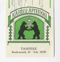 Karhu Apteekki Tampere  resepti  signatuuri  1959