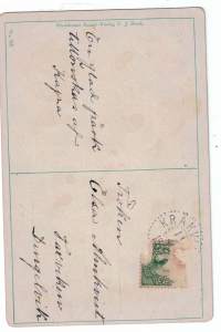 Taidepostikortti 1900-luvun alusta. Saksan hirvet?.Kulkenut. Merkki repeytyhyt