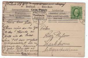 Taidepostikortti. Kulkenut 13.3.1908. Postimerkki hyvä.