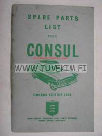 Ford Consul spare parts list owner´s edition 1958 -varaosaluettelo (omistajan versio)