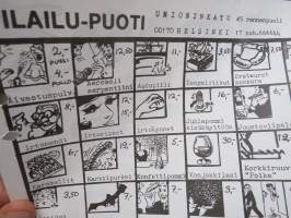 Pilailu-Puoti - Koko kansan ilo talo -pilailuvälineiden ja naamareiden luettelo