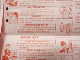 Adams pranks, magic, puzzles -pilailu-, karnevaali- ja taikatemppuvälineiden luettelo, englanninkielinen