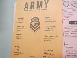 Army ylijäämävarasto 1972 / Chriss Grönlund -luettelo