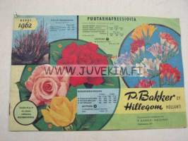 P. Bakker Oy 1962 kevät -tuoteluettelo