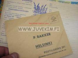 P. Bakker Oy 1962 kevät -tuoteluettelo