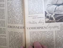 Kotiliesi 1946 nr 2-3, Kansi Martta Wendelin, Miten käy eroperheiden lasten?, Miksi naiset uupuvat?, Teollisuustyöväen asunto-olot, Puku kotikutoisesta, Sukankorjaus