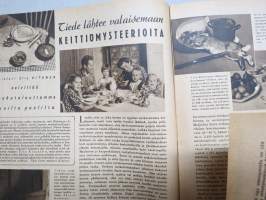 Kotiliesi 1946 nr 2-3, Kansi Martta Wendelin, Miten käy eroperheiden lasten?, Miksi naiset uupuvat?, Teollisuustyöväen asunto-olot, Puku kotikutoisesta, Sukankorjaus