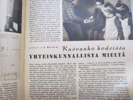 Kotiliesi 1946 nr 2-3, Kansi Martta Wendelin, Miten käy eroperheiden lasten?, Miksi naiset uupuvat?, Teollisuustyöväen asunto-olot, Puku kotikutoisesta, Sukankorjaus