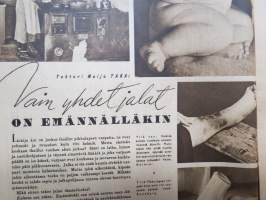 Kotiliesi 1946 nr 4 Helmikuu II, Ainainen kiire?, Koti pienentyy, Emännän jalat, Miehestä paras apu, Nuorisotoimintaa, Sotaorvot, Kirjottu pellavapuku, Villapaita