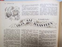 Kotiliesi 1946 nr 4 Helmikuu II, Ainainen kiire?, Koti pienentyy, Emännän jalat, Miehestä paras apu, Nuorisotoimintaa, Sotaorvot, Kirjottu pellavapuku, Villapaita