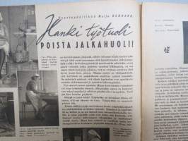Kotiliesi 1946 nr 6, 15.3.1946, Suomalaisten Marianpäivä, Työtuolimallistoa, Tyyni Vahter 60 v. - Seurasaaren intendentti, Jälleen tavaroita!, Muotikuvia, Juurikkaat