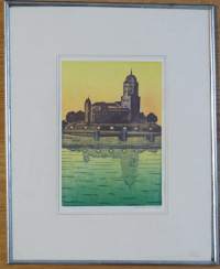 Val Marichev , &quot; Viipurinlinna&quot;  sign 1993 grafiikka 30x24 cm kehystetty