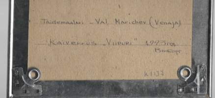 Val Marichev , &quot; Viipurinlinna&quot;  sign 1993 grafiikka 30x24 cm kehystetty