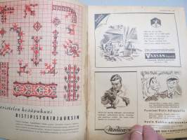 Kotiliesi 1946 nr 10, 10.5.1946, Kansik. Martta Wendelin, Presidentinlinnan arki, Messuvieraan muistikuvia (huonekalut, lamput), Mitä maalaisemäntä väelleen tarjoaa