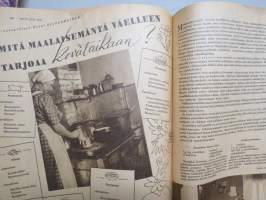 Kotiliesi 1946 nr 10, 10.5.1946, Kansik. Martta Wendelin, Presidentinlinnan arki, Messuvieraan muistikuvia (huonekalut, lamput), Mitä maalaisemäntä väelleen tarjoaa