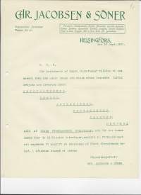 Chr Jacobsen &amp; Söner Helsingfors 1901i -   firmalomake