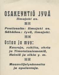 Jyvä Oy, Ilmajoki as 1920 -   firmalomake