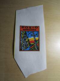 Posio -Korouoma -kangasmerkki, koko 5 x 6 cm, matkailumerkki, leikkaamaton