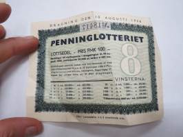 Raha-arpa, Raha-arpajaiset / Penninglotteriet, lottsedel elokuu 1936 nr 18417 -lottery ticket