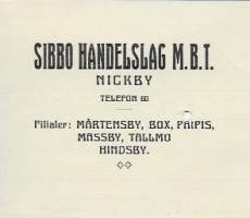 Sibbo Handelslag M.B.T. Nickby 1924 -  firmalomake