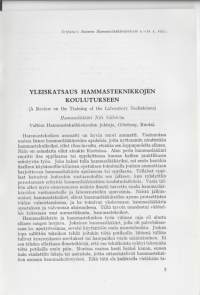 Yleiskatsaus Hammasteknikkojen koulutukseen 1957