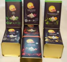Lipton tee  - tyhjä  käyttämätön peltirasia tuotepakkaus 18x11x11 cm 7 kpl sarja