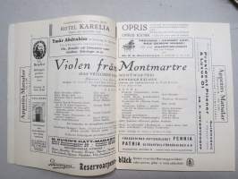 Svenska Teatern Helsingfors program spelåret 1930-31 Violen från Montmarte, Daniel Hjort, Marius, Ungkarlspappan -käsiohjelma