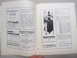 Svenska Teatern Helsingfors program spelåret 1933-34 Den spanska näktergalen, Hans nåds testamente, Vildfåglar, Polskt blod, Cyrano de Bergerac -käsiohjelma