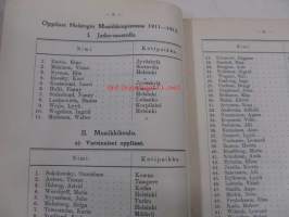 Helsingin Musiikkiopiston vuosikertomus vuodelta 1911-1912