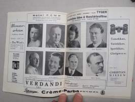 Svenska Teatern Helsingfors program spelåret 1937-38 Vita hästen (Im weissen Rösll) -käsiohjelma