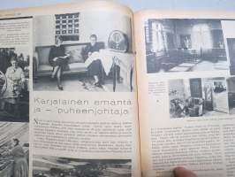 Kotiliesi 1935 nr 12, kansikuva Martta Wendelin, Iso tietosanakirja, Suomen järvistä ja niiden rannoista, Karjalaisten häitten itkuvirsistä, Neulevaatteet, ym.