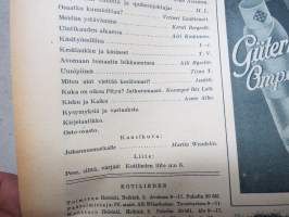 Kotiliesi 1935 nr 12, kansikuva Martta Wendelin, Iso tietosanakirja, Suomen järvistä ja niiden rannoista, Karjalaisten häitten itkuvirsistä, Neulevaatteet, ym.