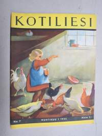 Kotiliesi 1935 nr 7, 1.4.1935 Kansi Martta Wendelin, Kenkämallistoa, Ellinor Ivalo koti, Muutama sana sterilisoimisesta ja -laista, Sairashuone ja -vuode, ym.