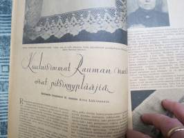 Kotiliesi 1935 nr 2, 15.1.1935, Kansi Martta Wendelin, Runsaasti kuvia, mainoksia  ja artikkeleita, Vuoden 1935 ajankuvaa. Rauman pitsinnyplääjät