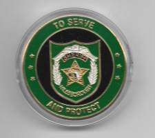 Hillsborough County Shriff´s office - To serve and protect   challenge coin / haastekolikko 40 mm pillerissä  värimetalli Proof kiiltolyönti 40 mm