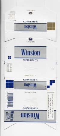 Winston Super Lights  -  käyttämätön aihio koottava tupakka-aski toimitus kirjeenä