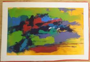 Joh Rantala, absarkti guassimaalaus levyllle 37x54 cm kehystämätön