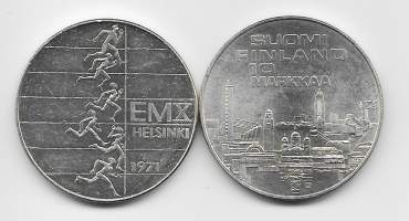 10 markkaa 1971 EM  - hopeaa