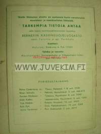 Kasvinsuojeluaineiden ja tuhoeläinmyrkkyjen hinnasto 1954 / Sören Berner &amp; Co / kansileimaus Juho Sandell Oy