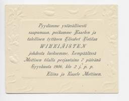 Pyydetään Teitä vaatimattomaan Illanviettoon Hopeahääpäivänämme Kaukas 1911 - kutsu