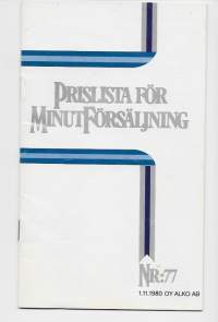 Prislista för MinutFörsäljning 1980 - hinnasto