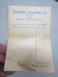 Naantalin Osuusliike r.l. Naantali 1942 -kuittilomake